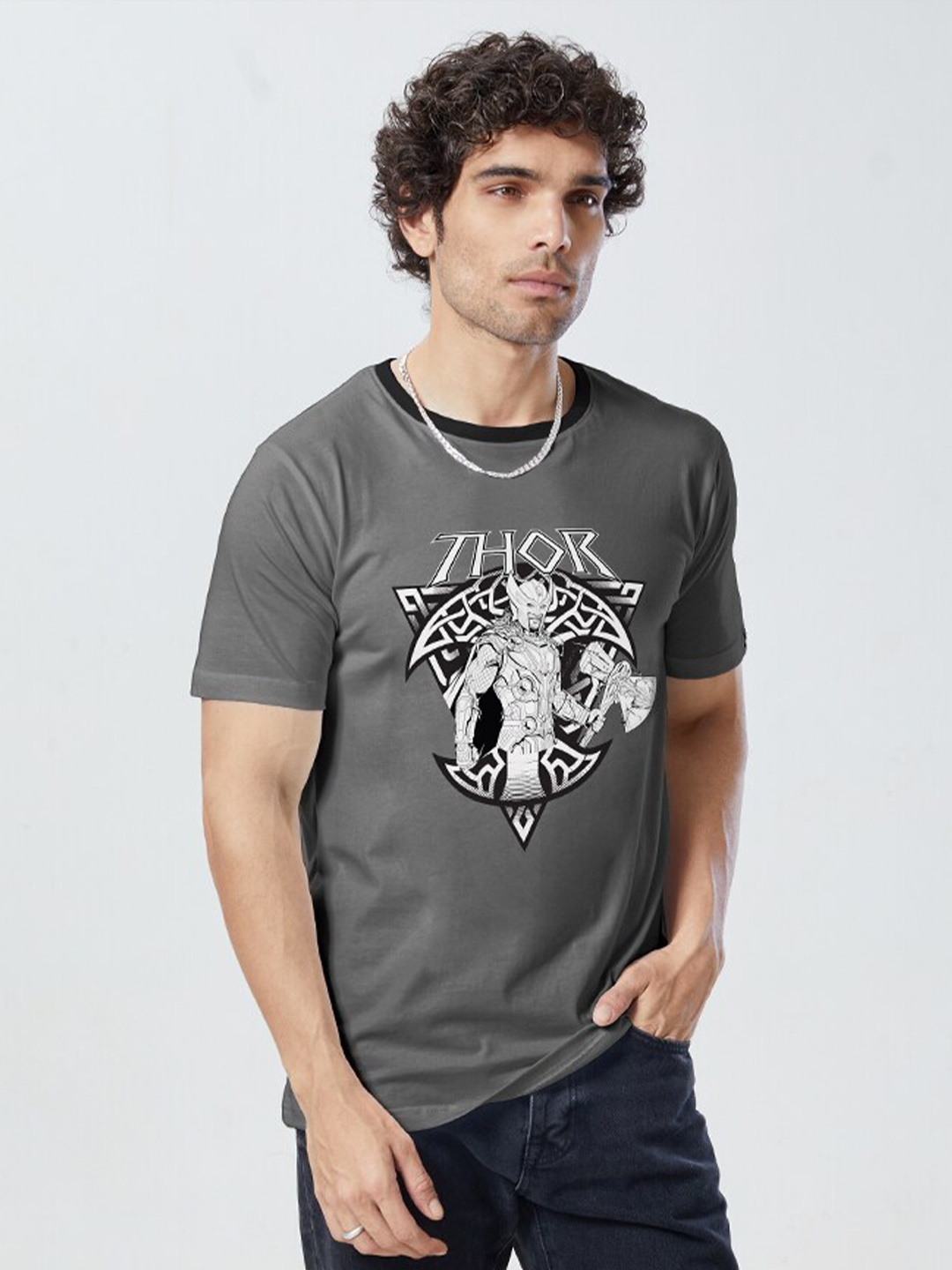 

The Souled Store Men Grey Printed T-shirt