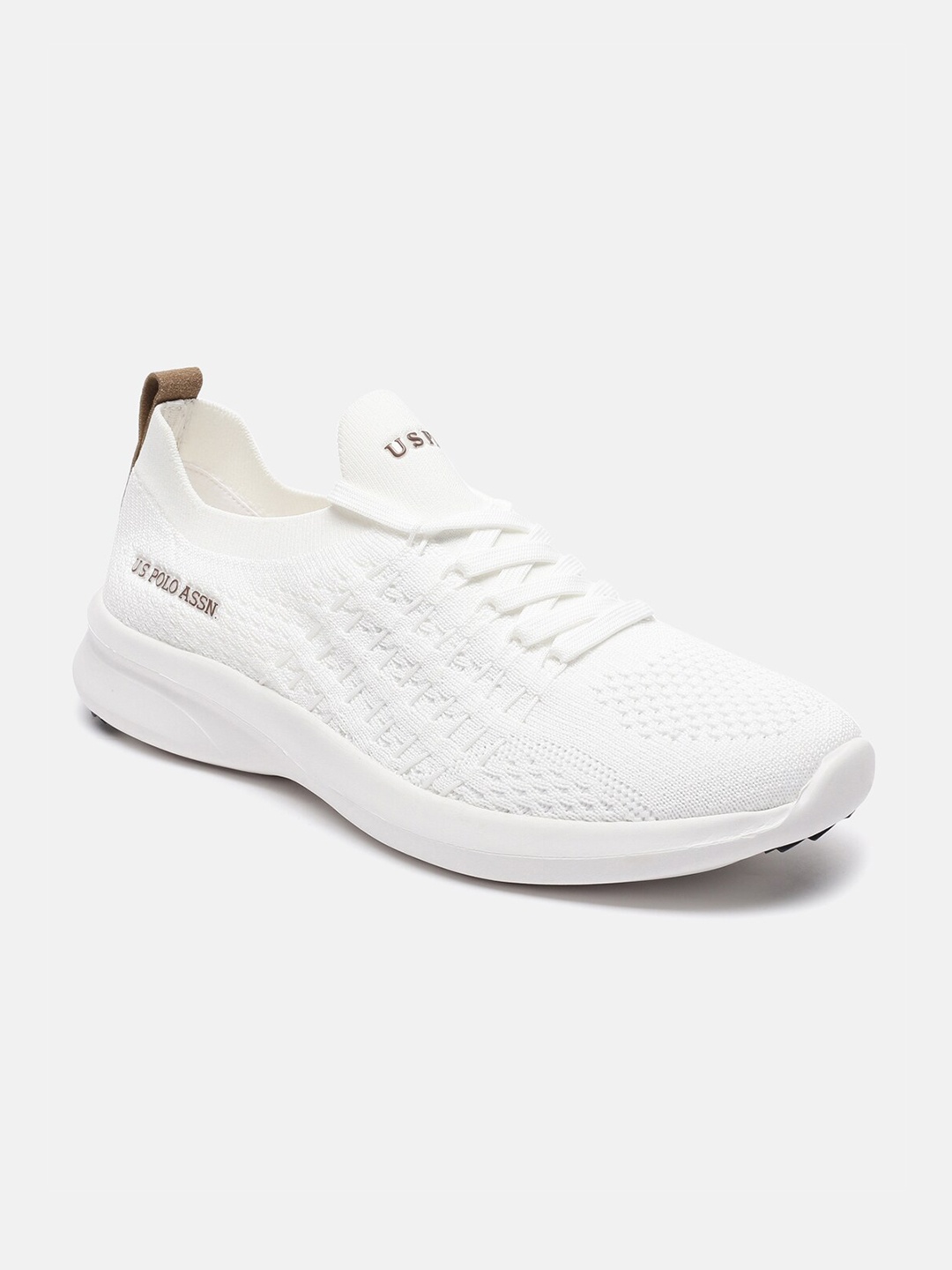 

U S Polo Assn Men Off White Textile Walking Shoes