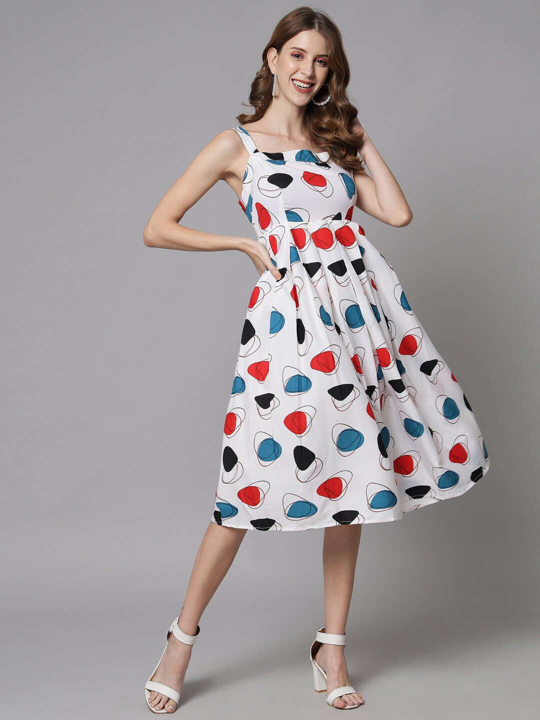 

emeros Women White Crepe A-Line Dress