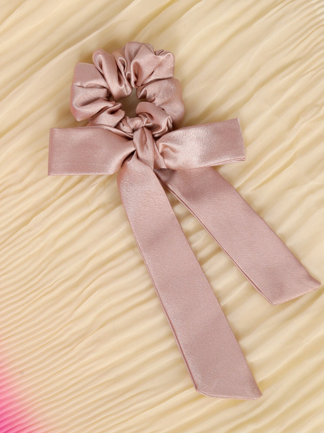

Mueras Women Rose Gold-Toned Satin Ribbon Scrunchie