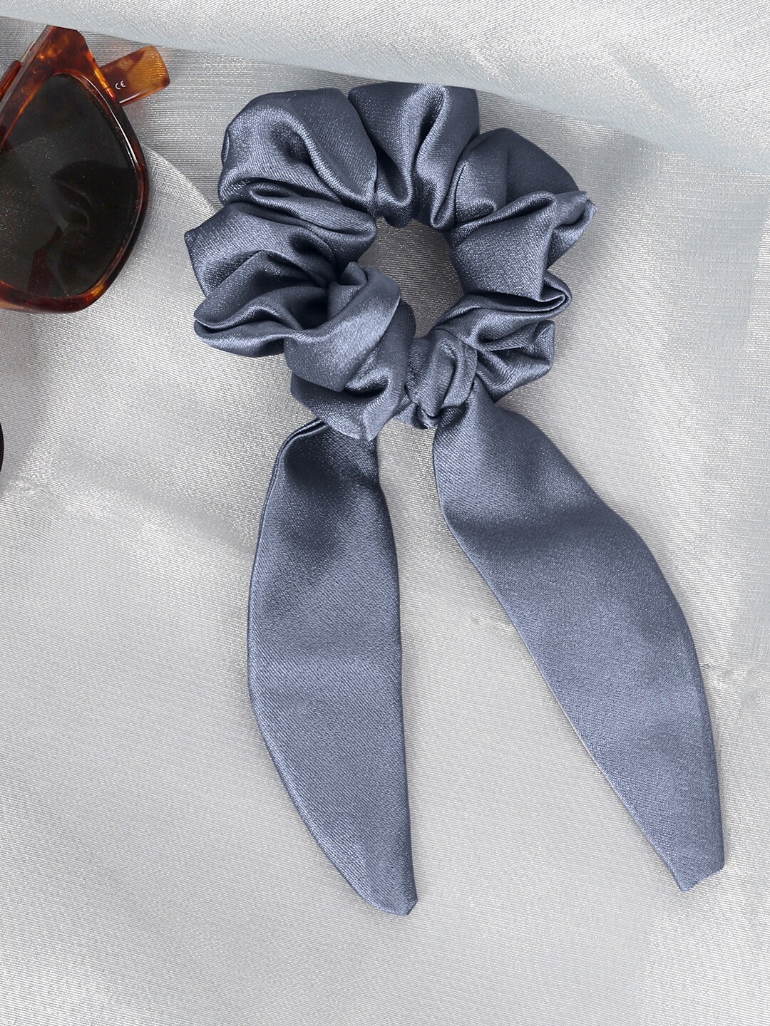

Mueras Women Blue Long Tail Satin Scrunchie