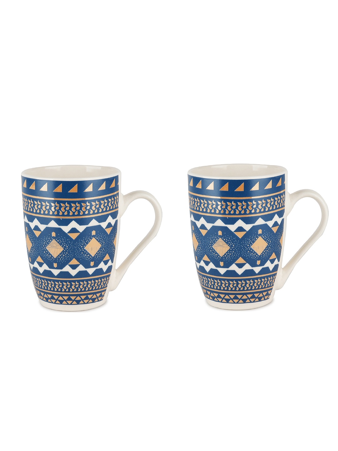 

ZEVORA Adults Set of 2 Blue, Orange Printed Ceramic Glossy Mugs