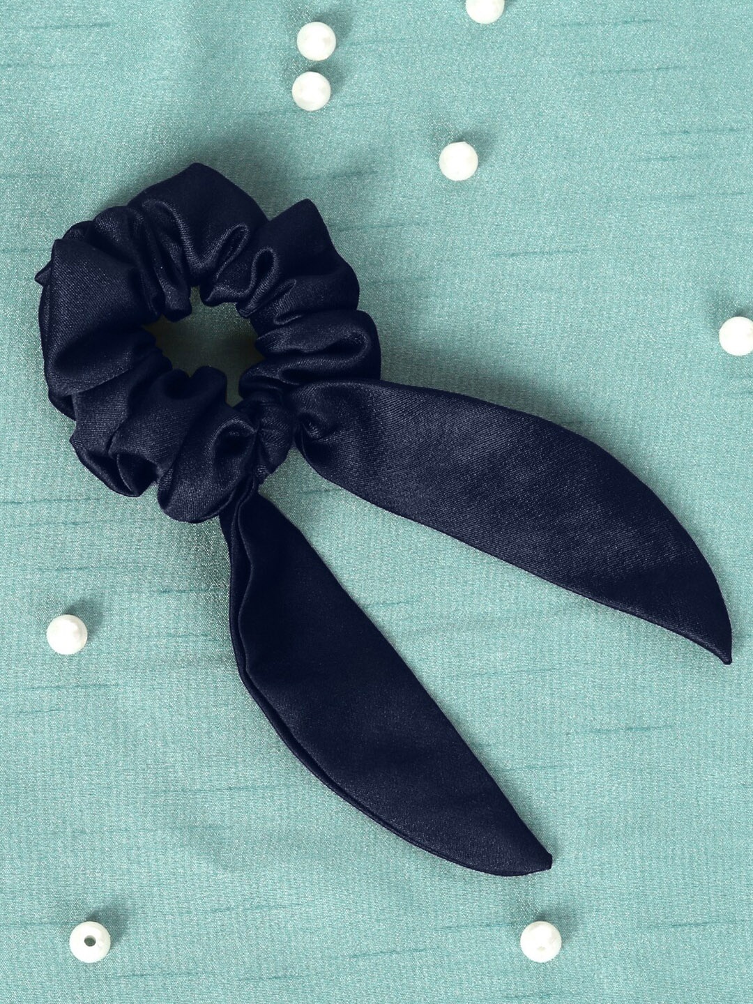

Mueras Women Navy Blue Ponytail Long Tail Satin Scrunchie