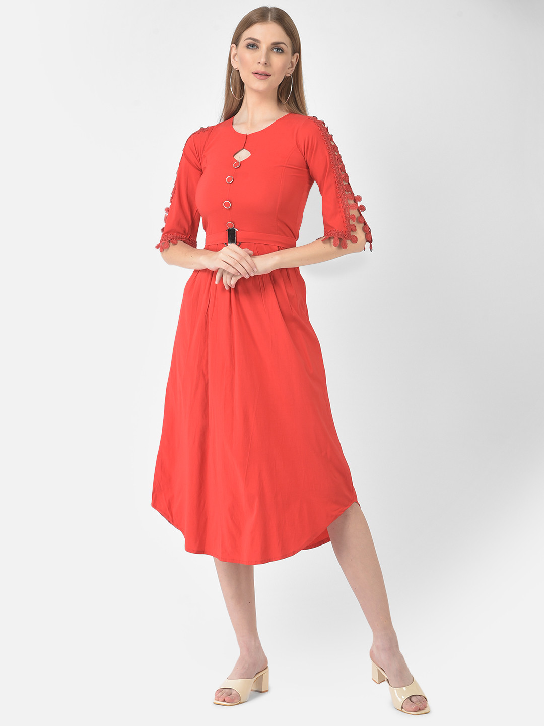

FNOCKS Red Cotton Lycra Dress