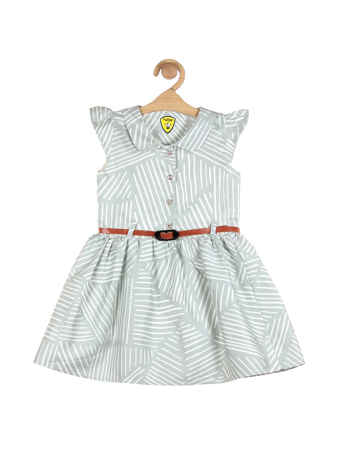 

Lil Lollipop Grey & sprout green Striped Dress