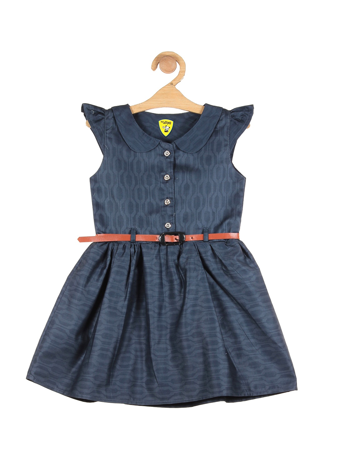 

Lil Lollipop Blue Peter Pan Collar Printed Cotton Dress