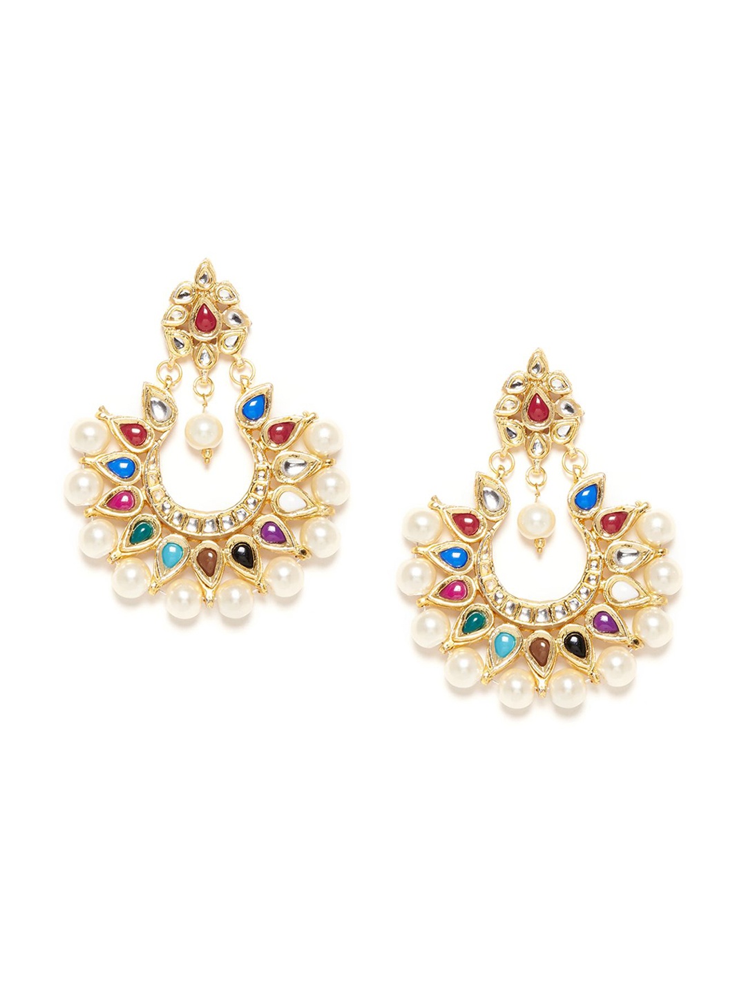 

Bamboo Tree Jewels Women Gold-Toned Kundan Classic Drop Earrings