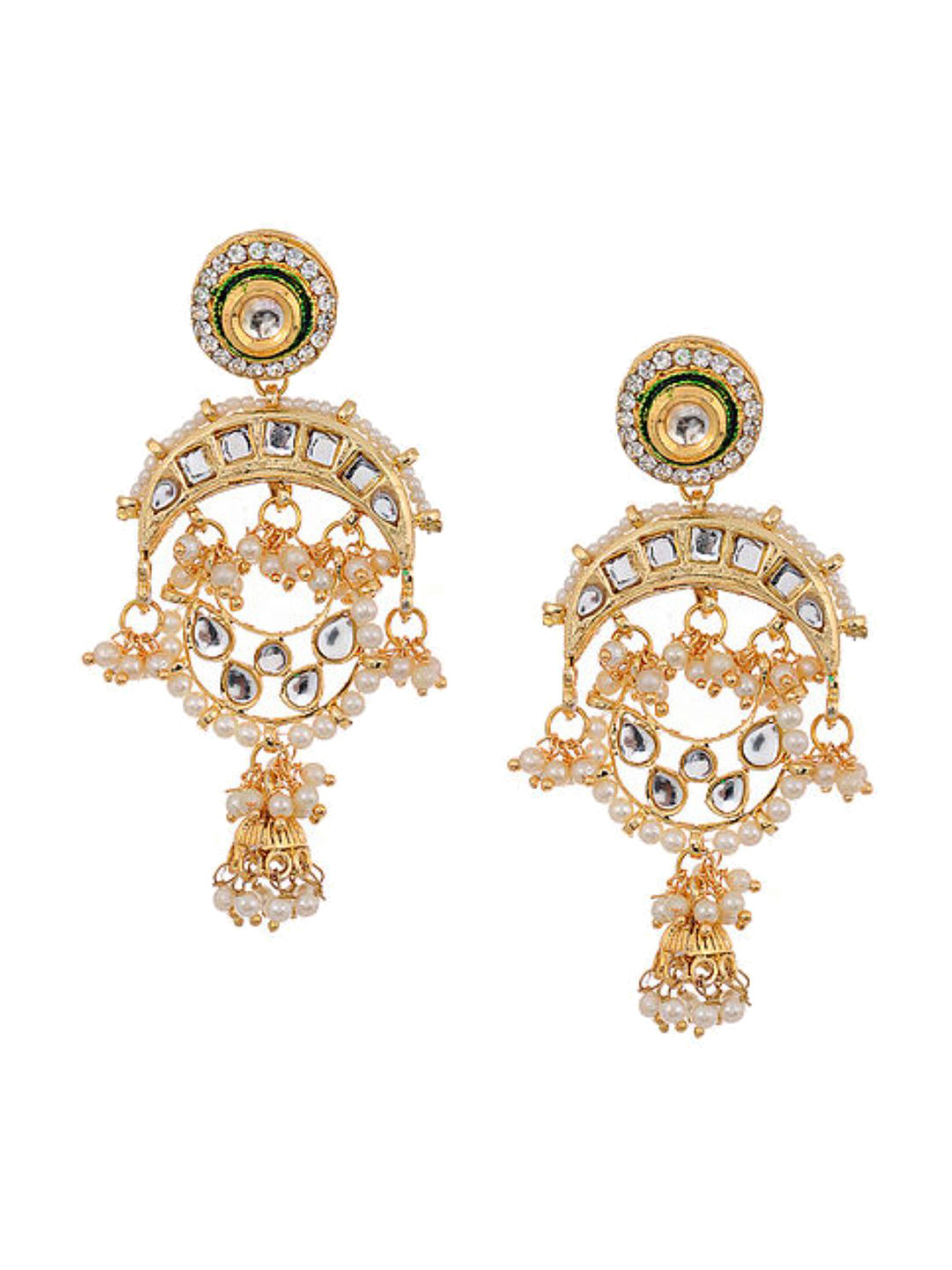 

Bamboo Tree Jewels Gold-Toned Classic Chandbalis Earrings