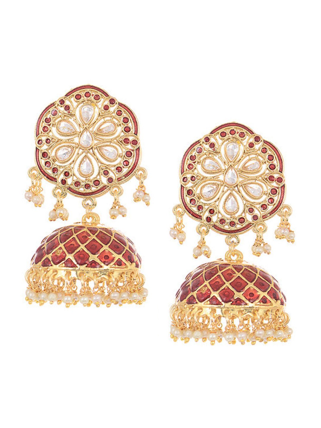 

Bamboo Tree Jewels Gold-Toned Classic Jhumkas Earrings