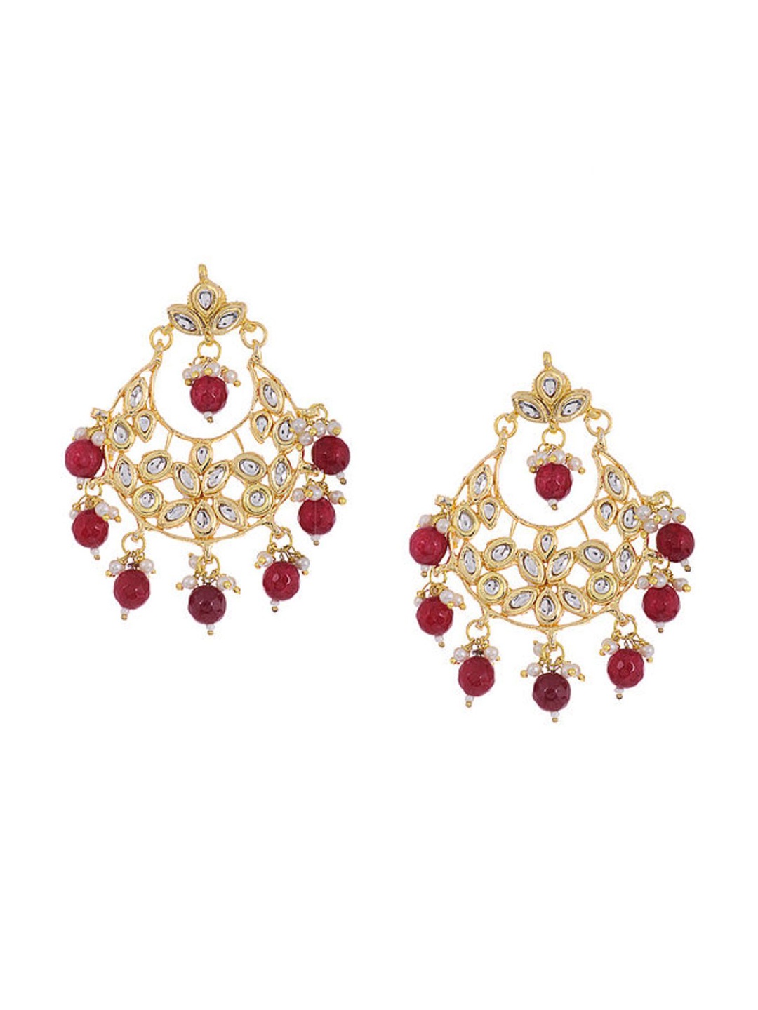 

Bamboo Tree Jewels Gold-Toned Classic Chandbalis Earrings