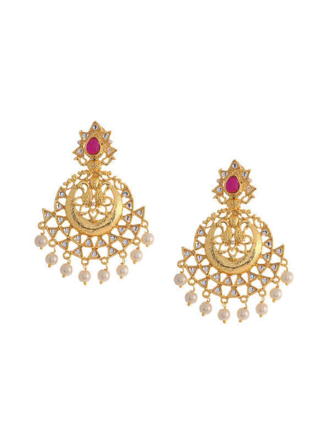 

Bamboo Tree Jewels Women Gold-Toned Classic Chandbalis Earrings