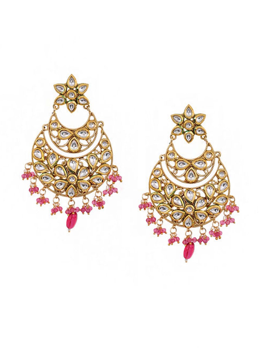 

Bamboo Tree women Jewels Gold-Toned Classic Chandbalis Earrings