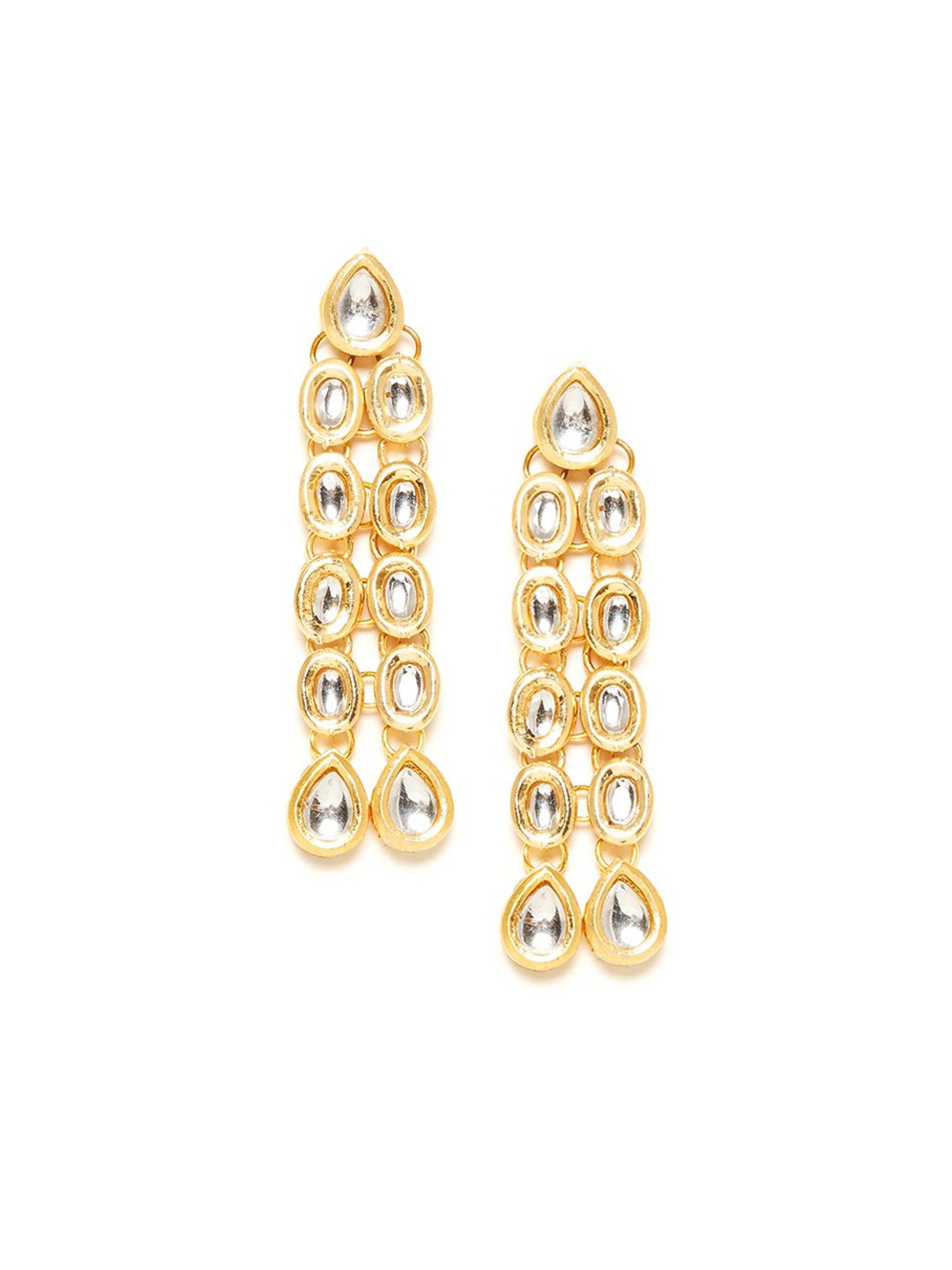 

Bamboo Tree Jewels Gold-Toned & White Classic Drop Earrings