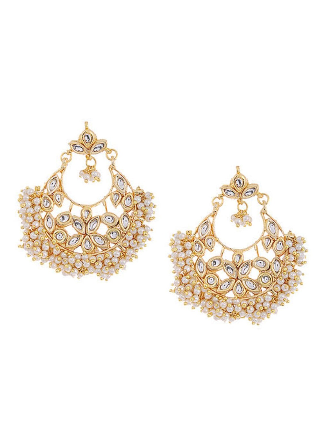 

Bamboo Tree Jewels Gold-Toned Classic Chandbalis Earrings