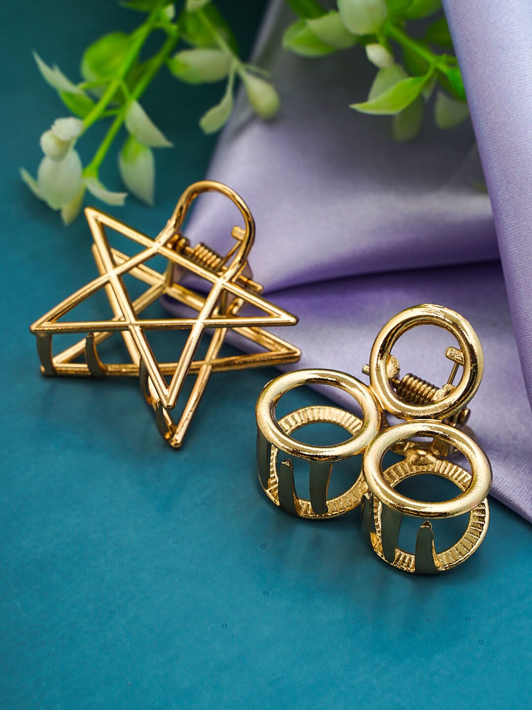 

Ferosh Women Gold-Toned Set of 2 Claw Clip