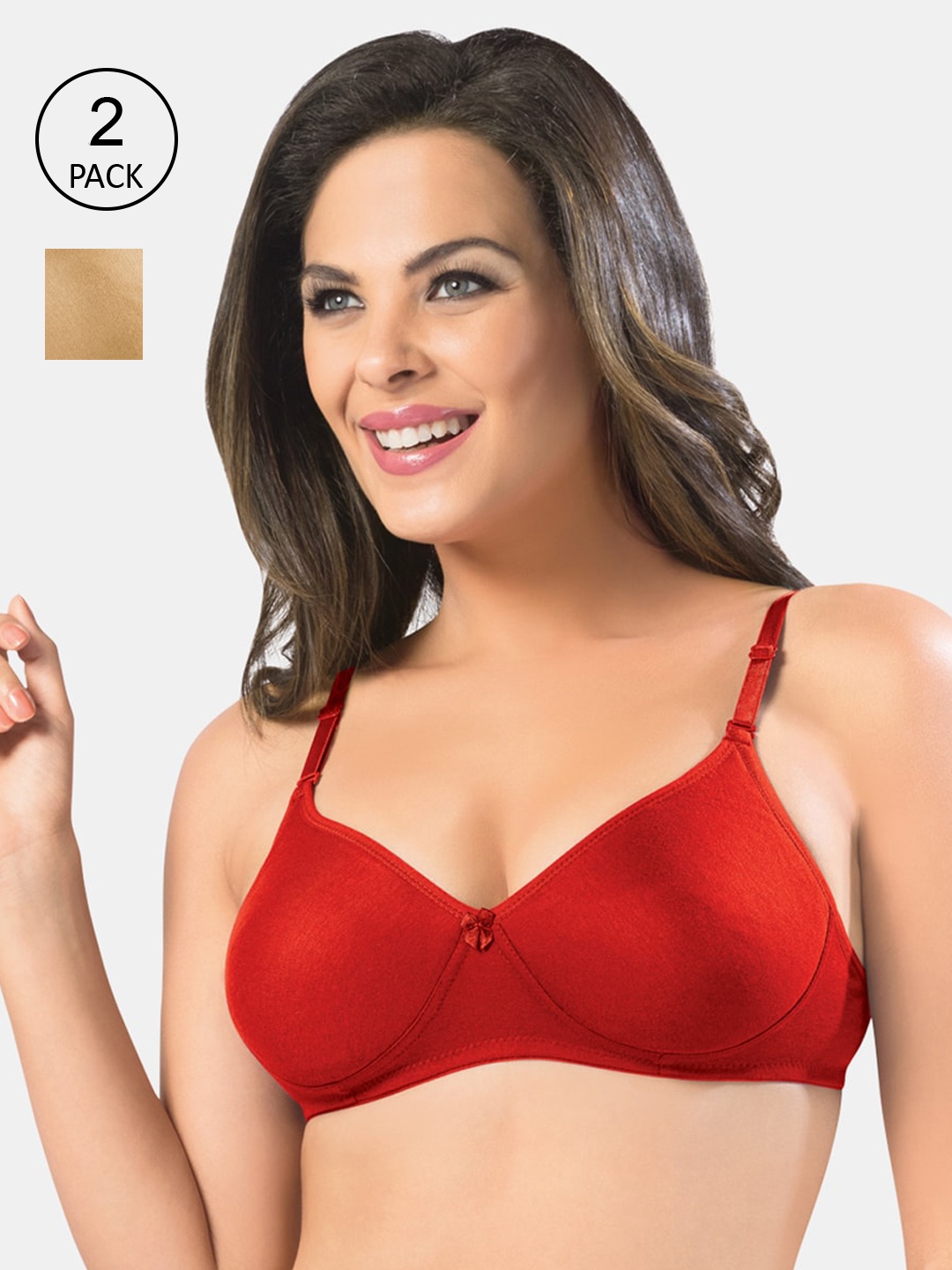 

Sonari Women Set Of 2 Red & Nude Bra