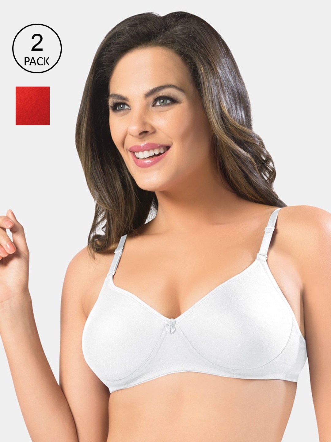 

Sonari Women White & Red Double Layered Seamles Cotton Bra Pack Of 2