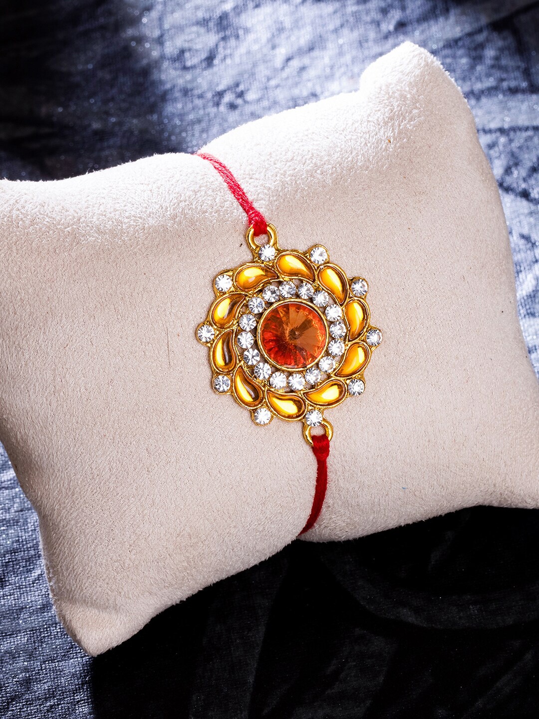 

Sukkhi Rakhi Men Gold-Plated Red & Yellow Thread Rakhi