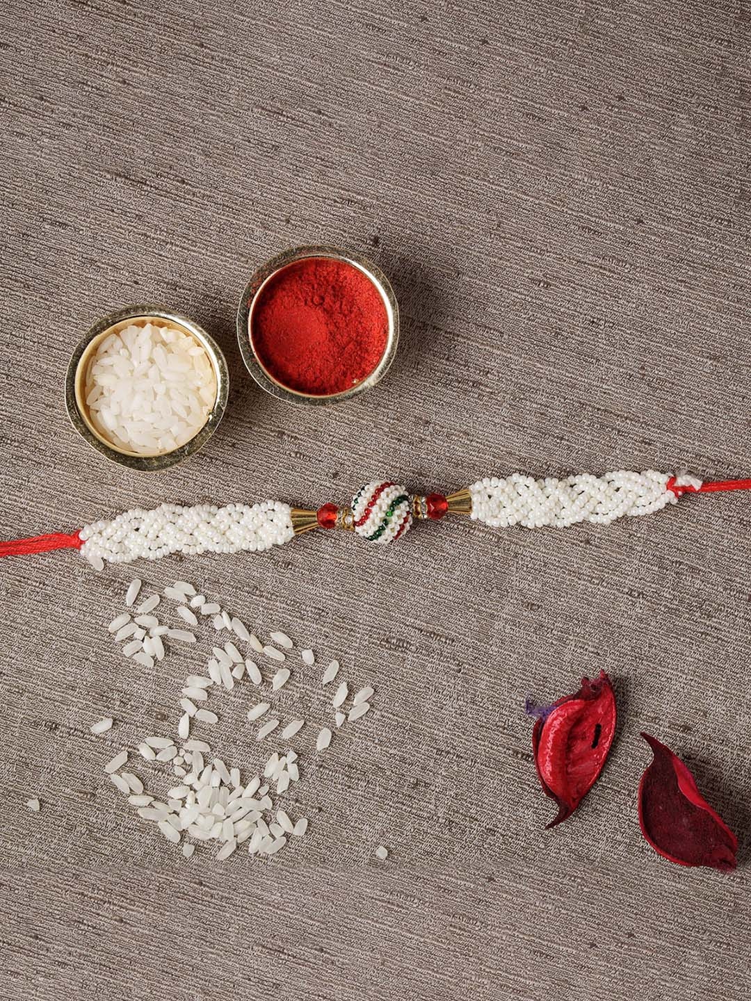 

Sukkhi Rakhi Gold-Plated Beaded Rakhi Set, Red