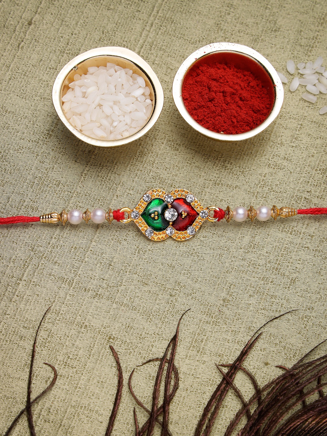 

Sukkhi Rakhi Gold-Plated Meenakari Rakhi Set, Red