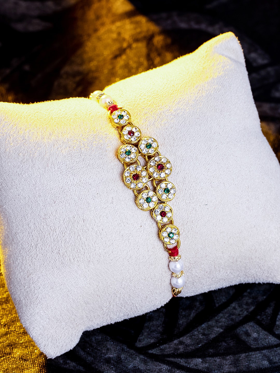 

Sukkhi Rakhi Gold-Plated Rakhi with Roli Chawal & Greeting Card