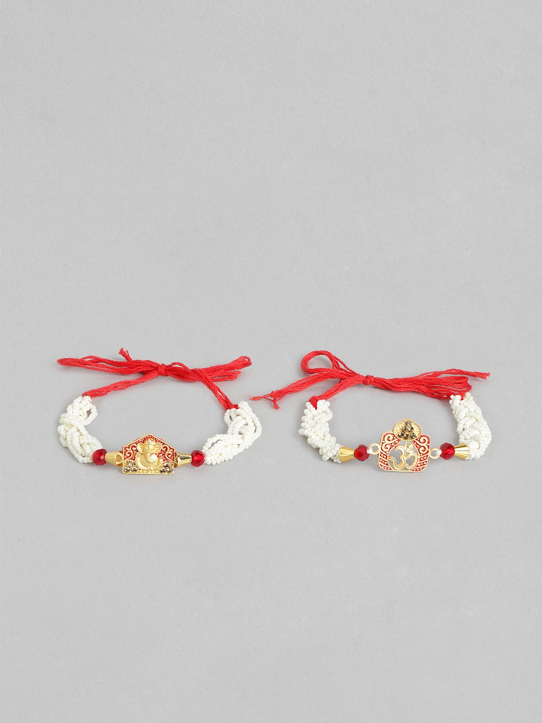 

Sukkhi Rakhi Set of 2 Gold-Plated Turtle Rakhis With Roli Chawal & Greeting Card, Red