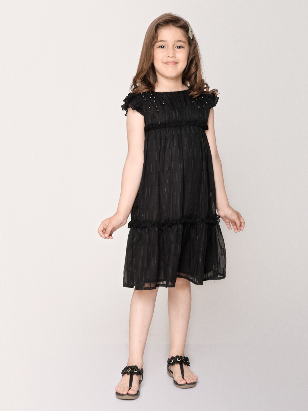 

Jade Garden Black & rich black Georgette Empire Dress