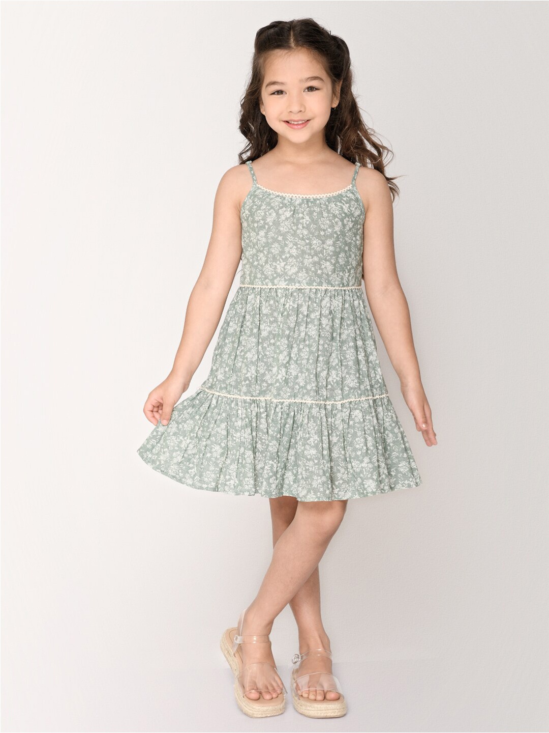 

Jade Garden Pink Floral Organic Cotton A-Line Dress