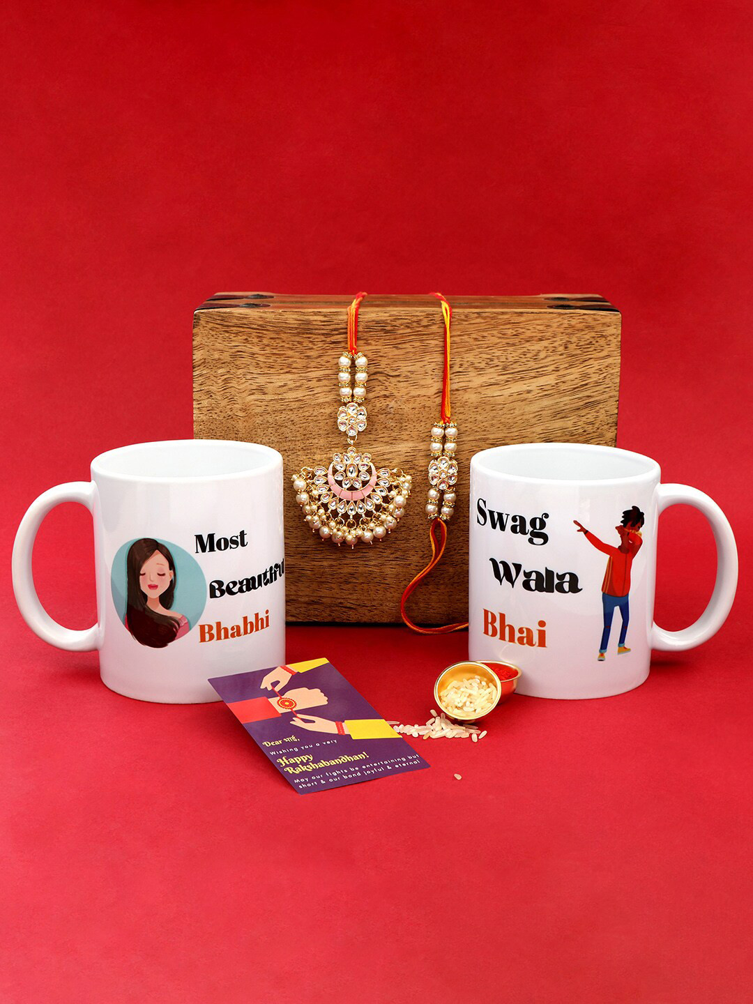 

AccessHer Set of 2 Bhaiya Bhabhi Rakhi Combo, Multi