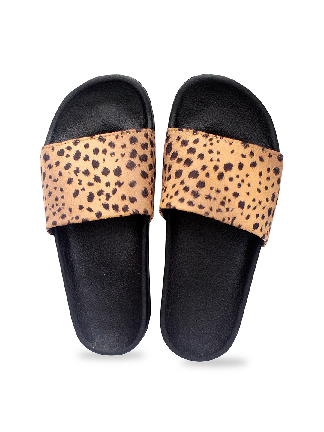 

ADIVER Women Brown & Black Printed Slip On Sliders