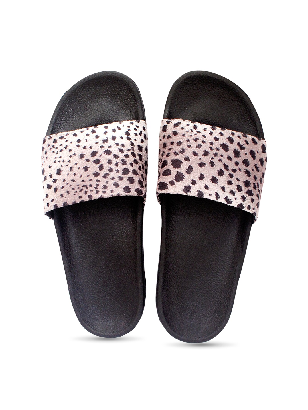 

ADIVER Women Grey & Black Printed Sliders