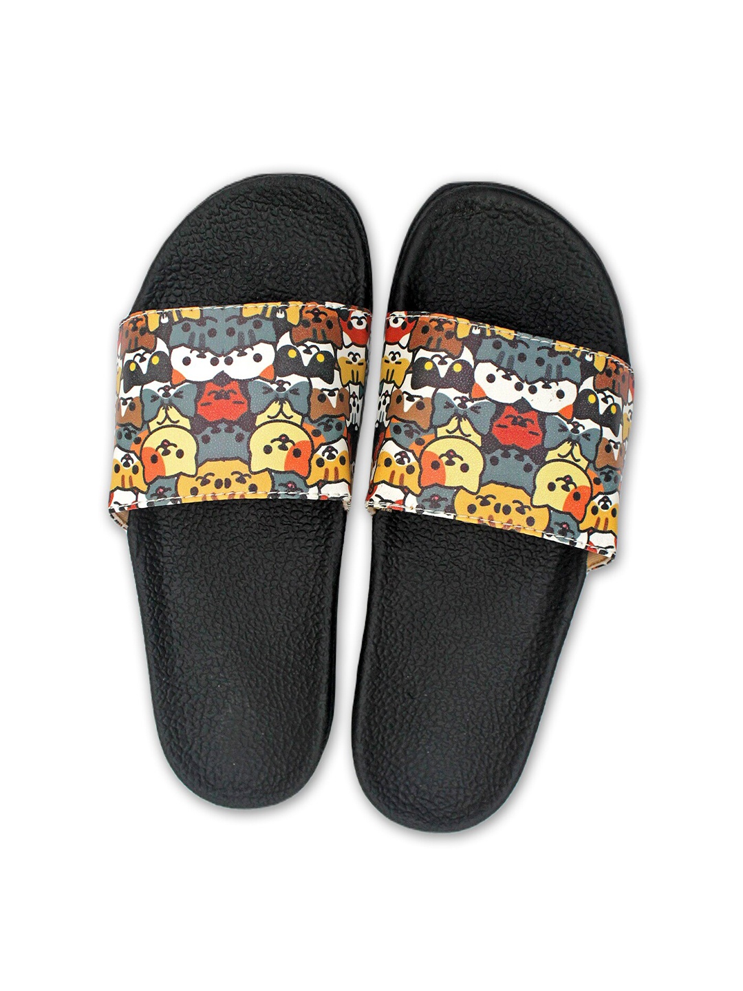 

ADIVER Women Black & Blue Printed Sliders