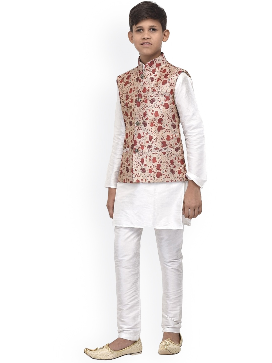 

Benstoke Boys White Kurta with Pyjamas & waistcoat