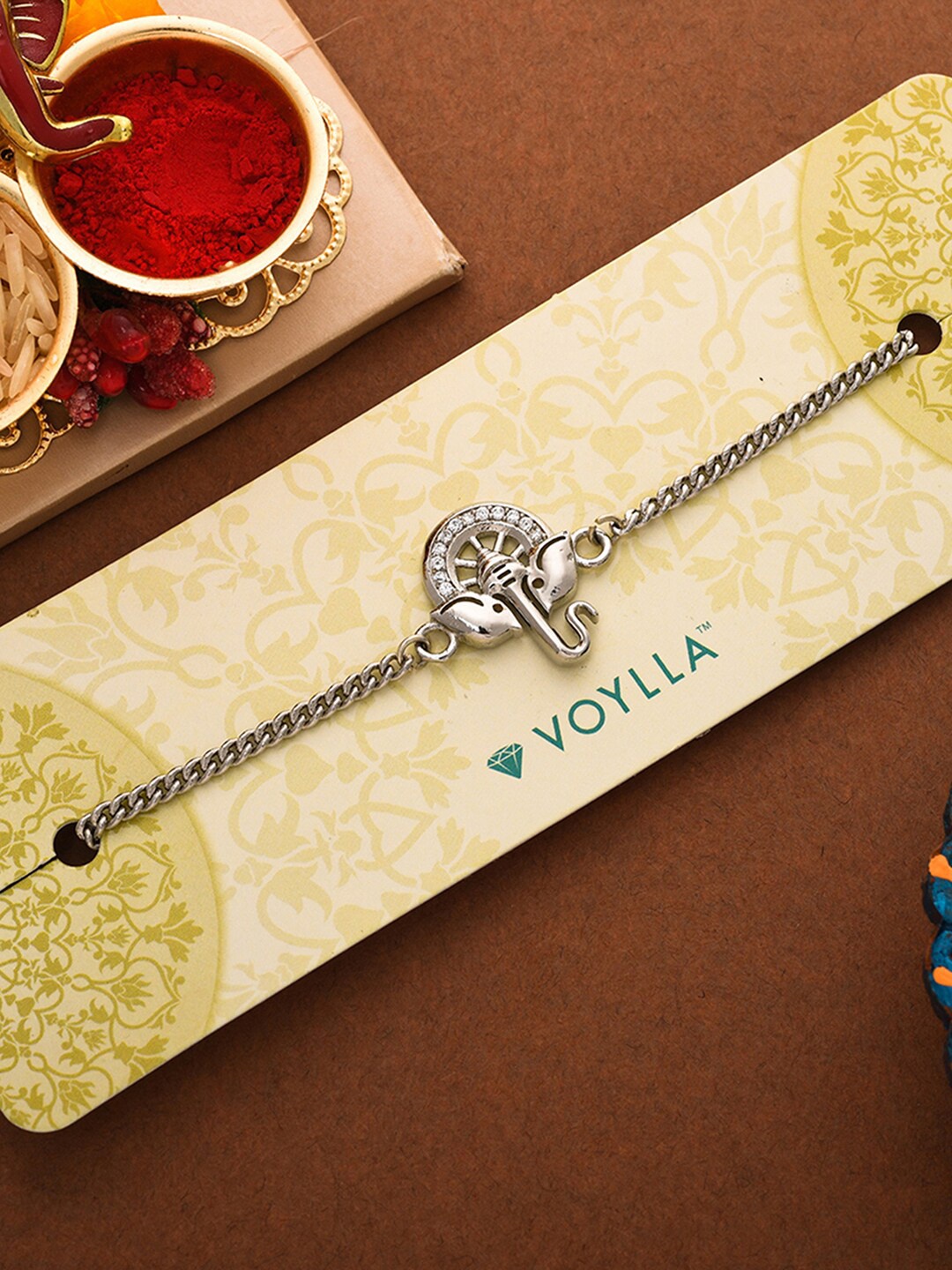 

Voylla Silver-Toned Bracelet Style Rakhi