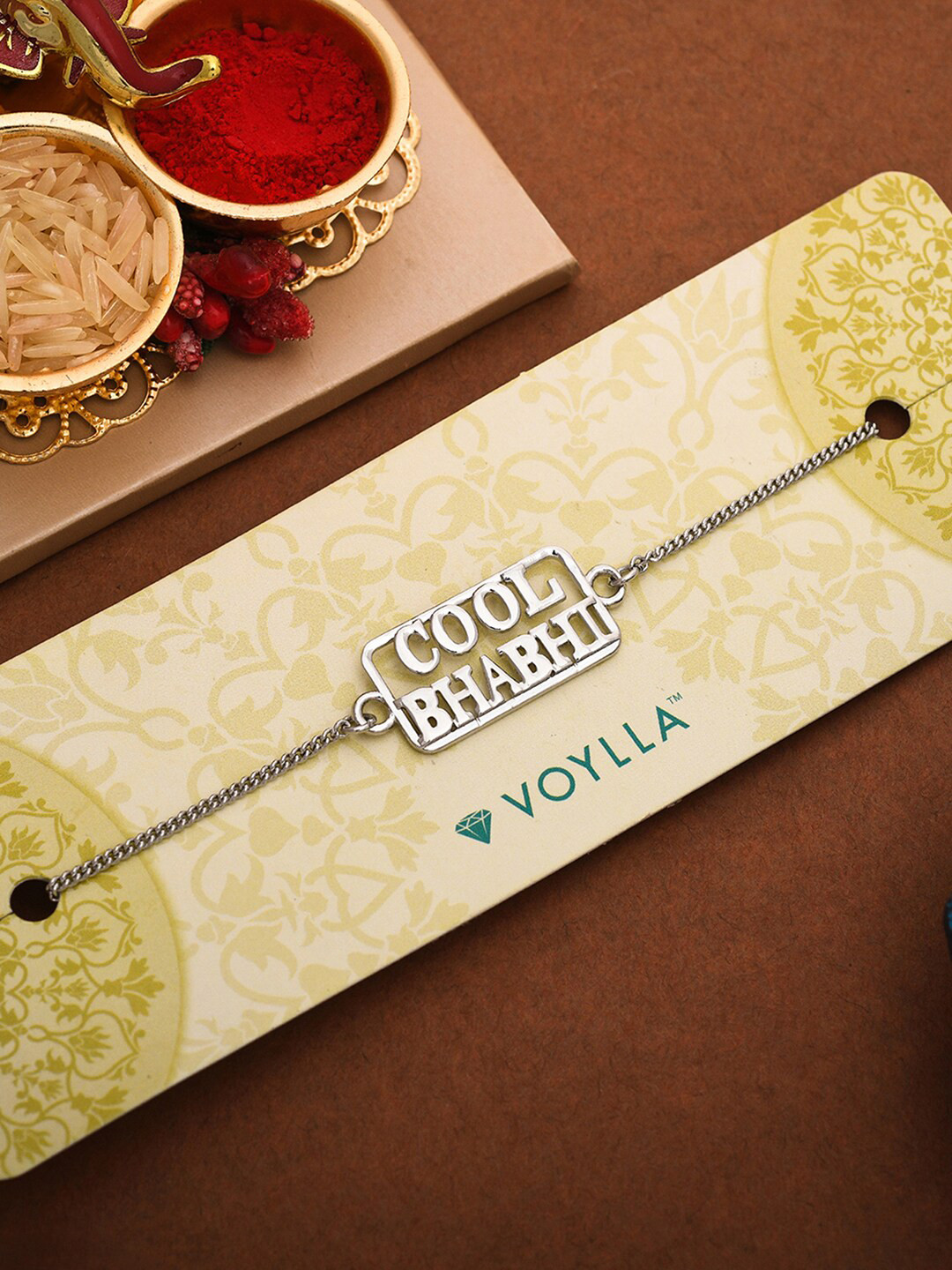 

Voylla Designer Silver-Tone Bhabhi Bracelet-Style Rakhi