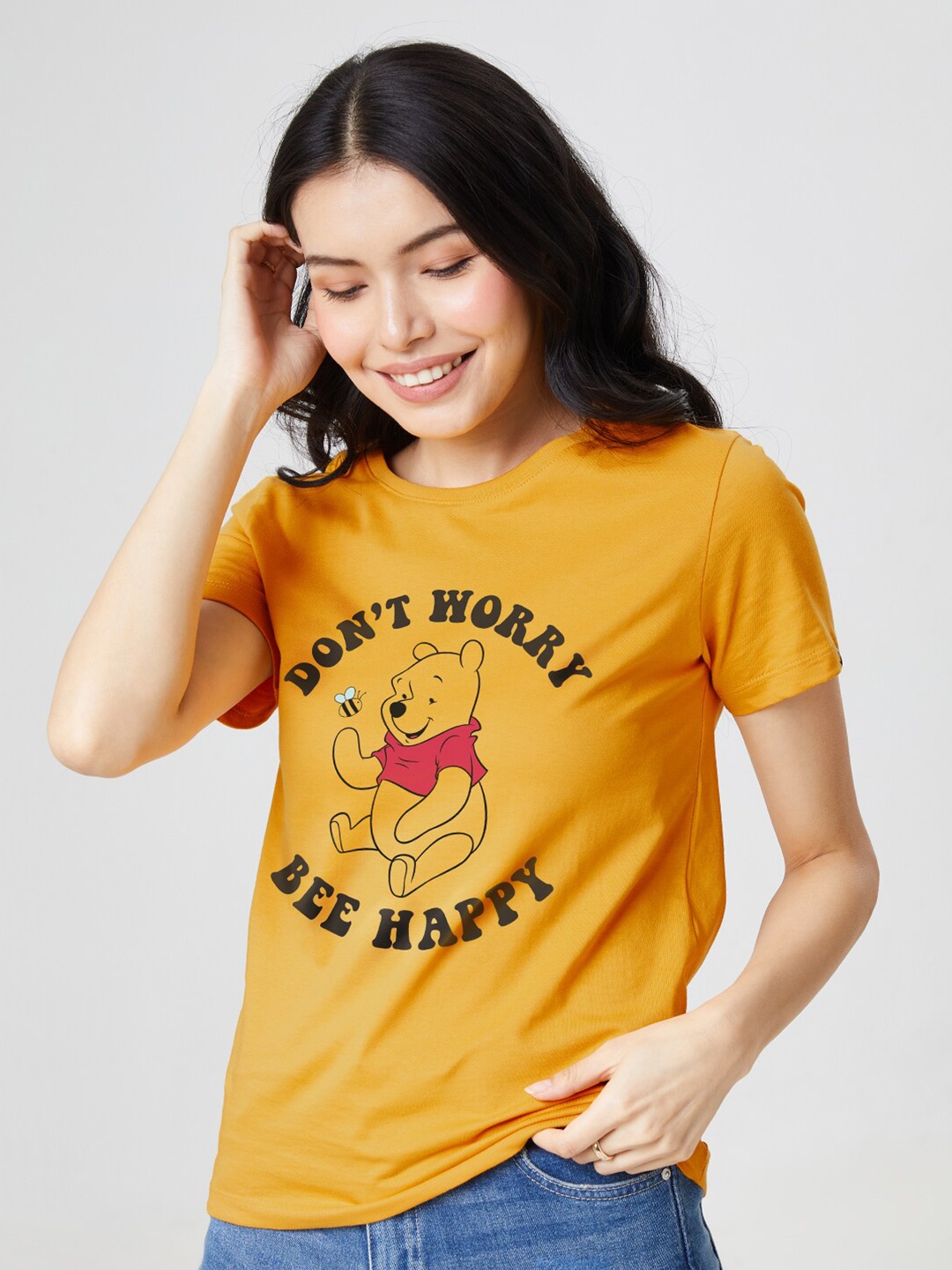 

The Souled Store Women Mustard Yellow Winnie The Pooh T-shirt