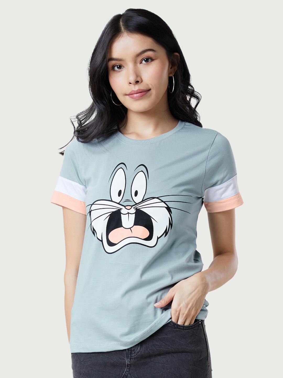 

The Souled Store Women Grey Looney Tunes Printed T-shirt