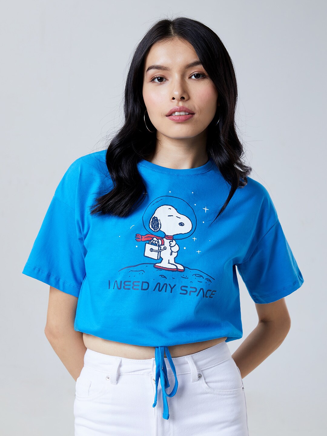 

The Souled Store Women Blue Typography Printed T-shirt