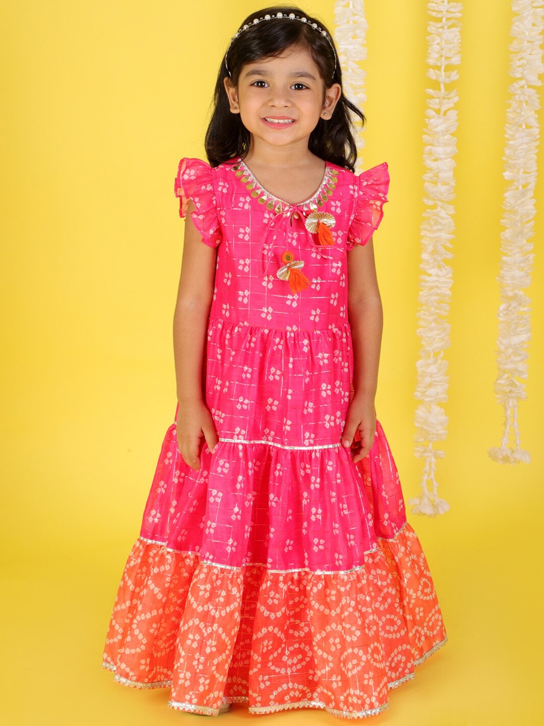

LIL DRAMA Pink Floral Ethnic Maxi Dress
