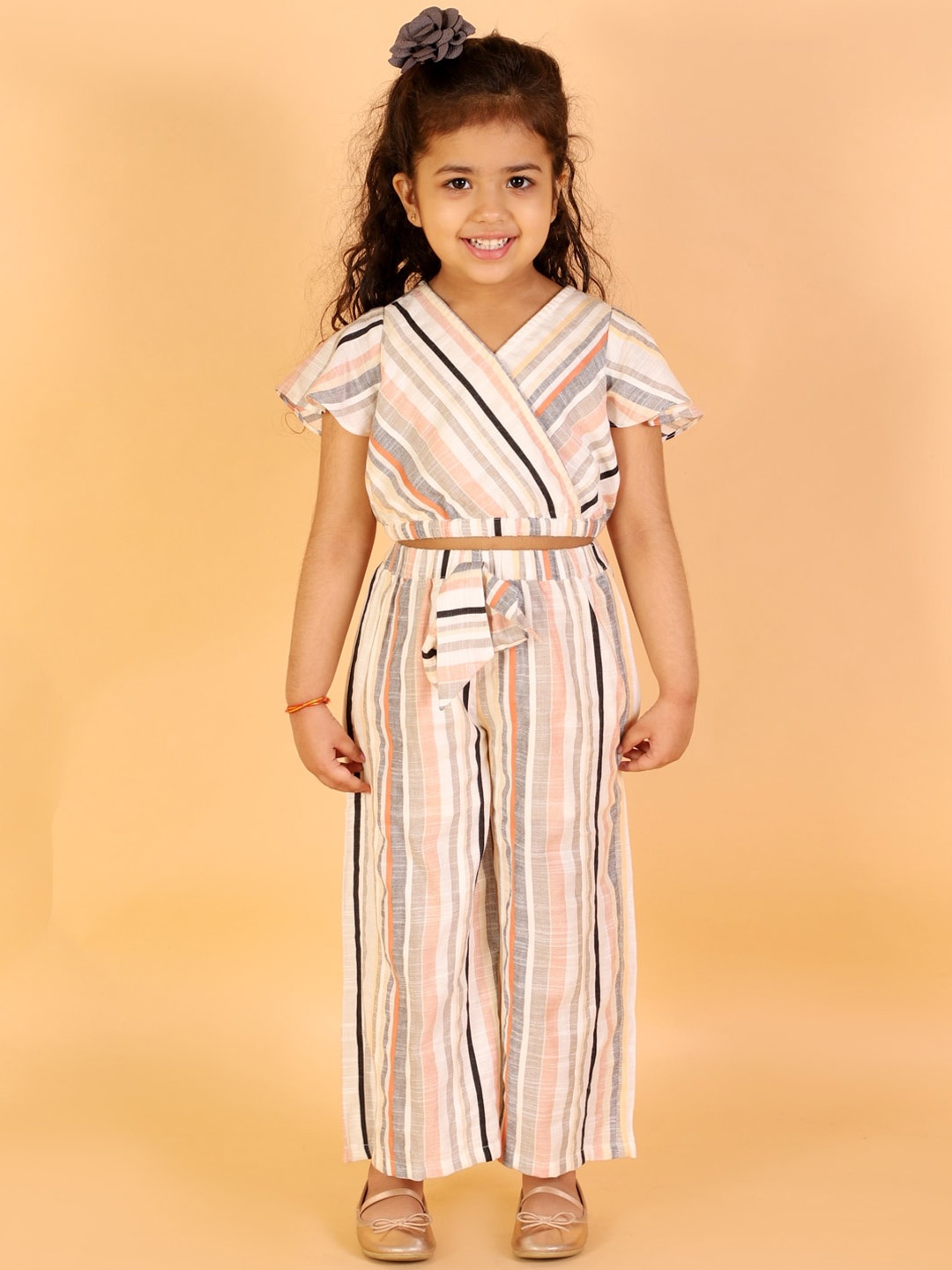 

LIL DRAMA Girls Top With Pants Pet, Peach