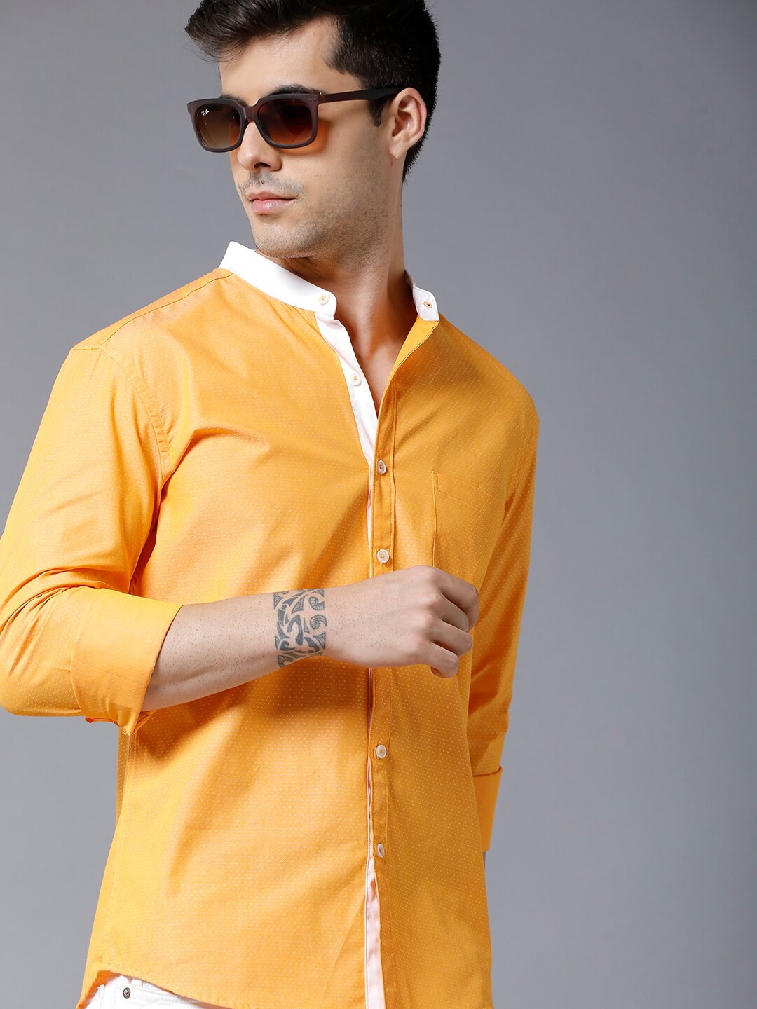 

YOVISH Men Yellow Smart Slim Fit Casual Shirt