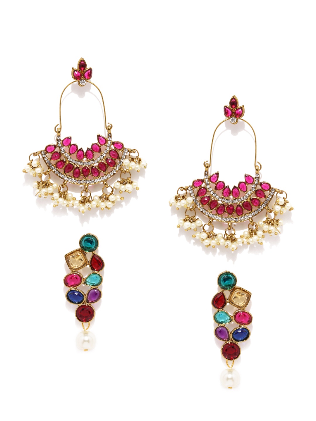 

Zaveri Pearls Set of 2 Gold-Plated Drop Earrings