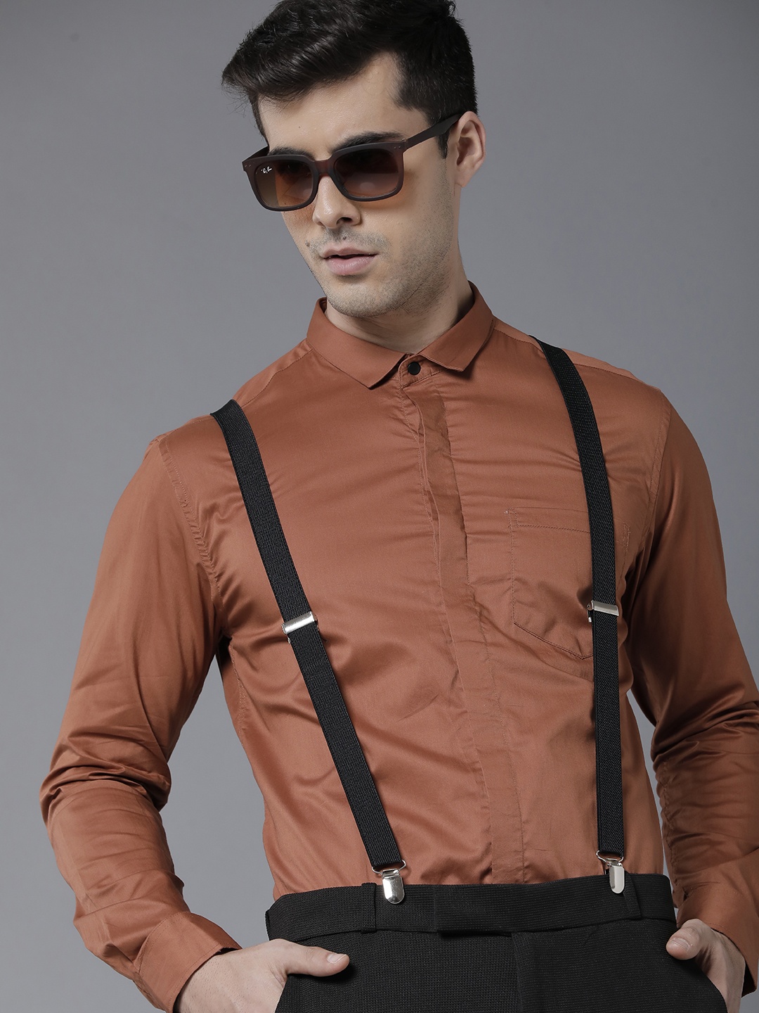 

YOVISH Men Brown Smart Cotton Slim Fit Formal Shirt