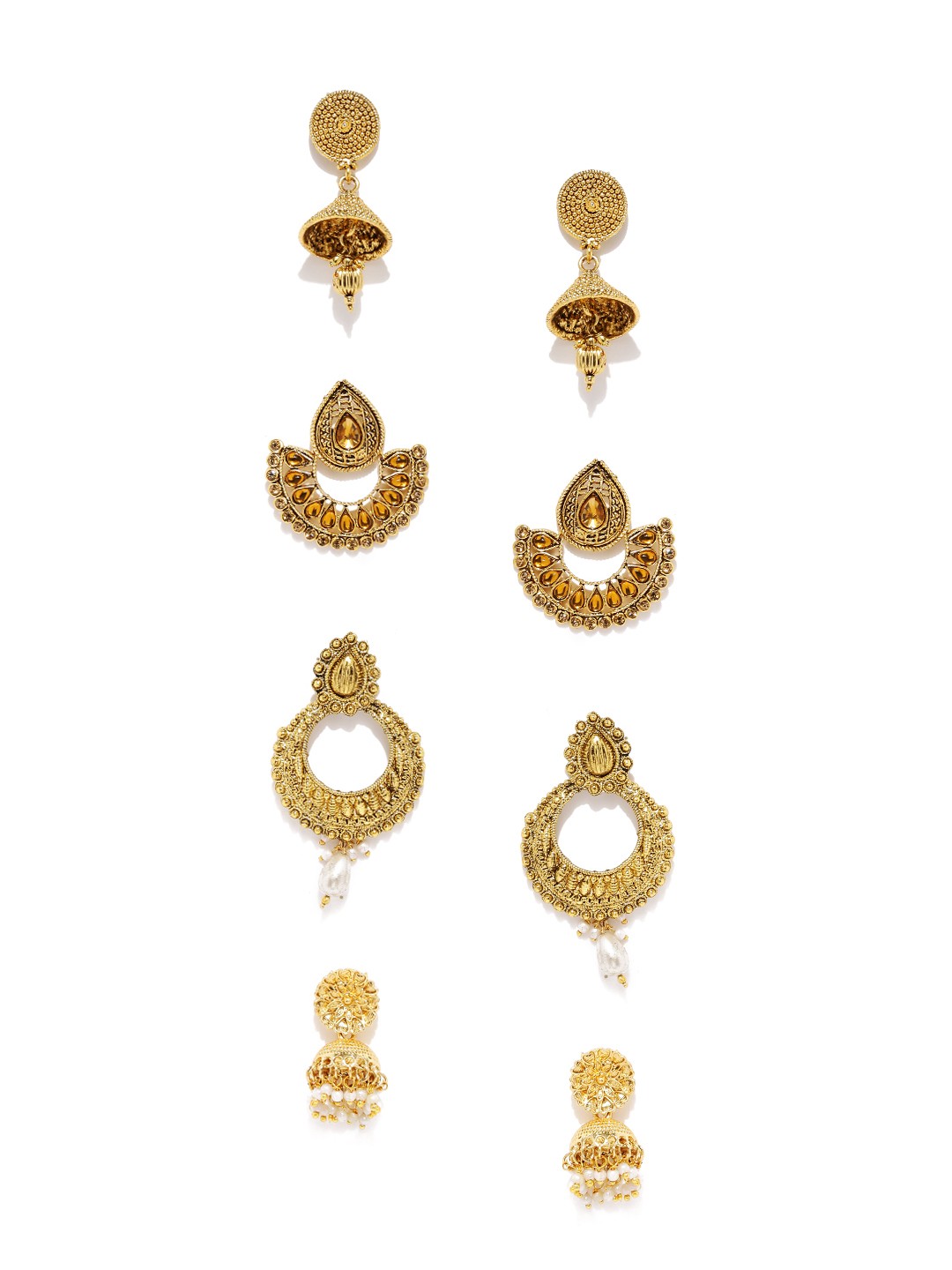 

Zaveri Pearls Set of 4 Gold-Plated Earrings
