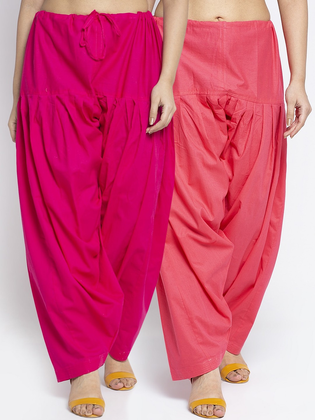 

Jinfo Women Pack Of 2 Solid Cotton Loose Fit Salwar, Pink