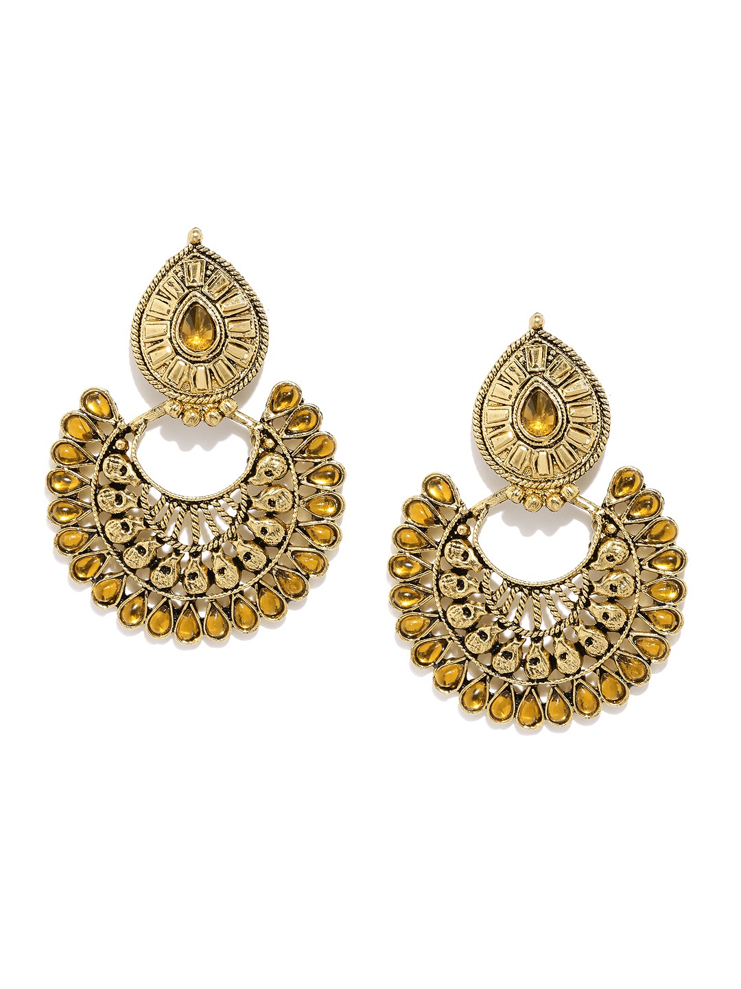 

Zaveri Pearls Gold-Plated Crescent-Shaped Chandbalis
