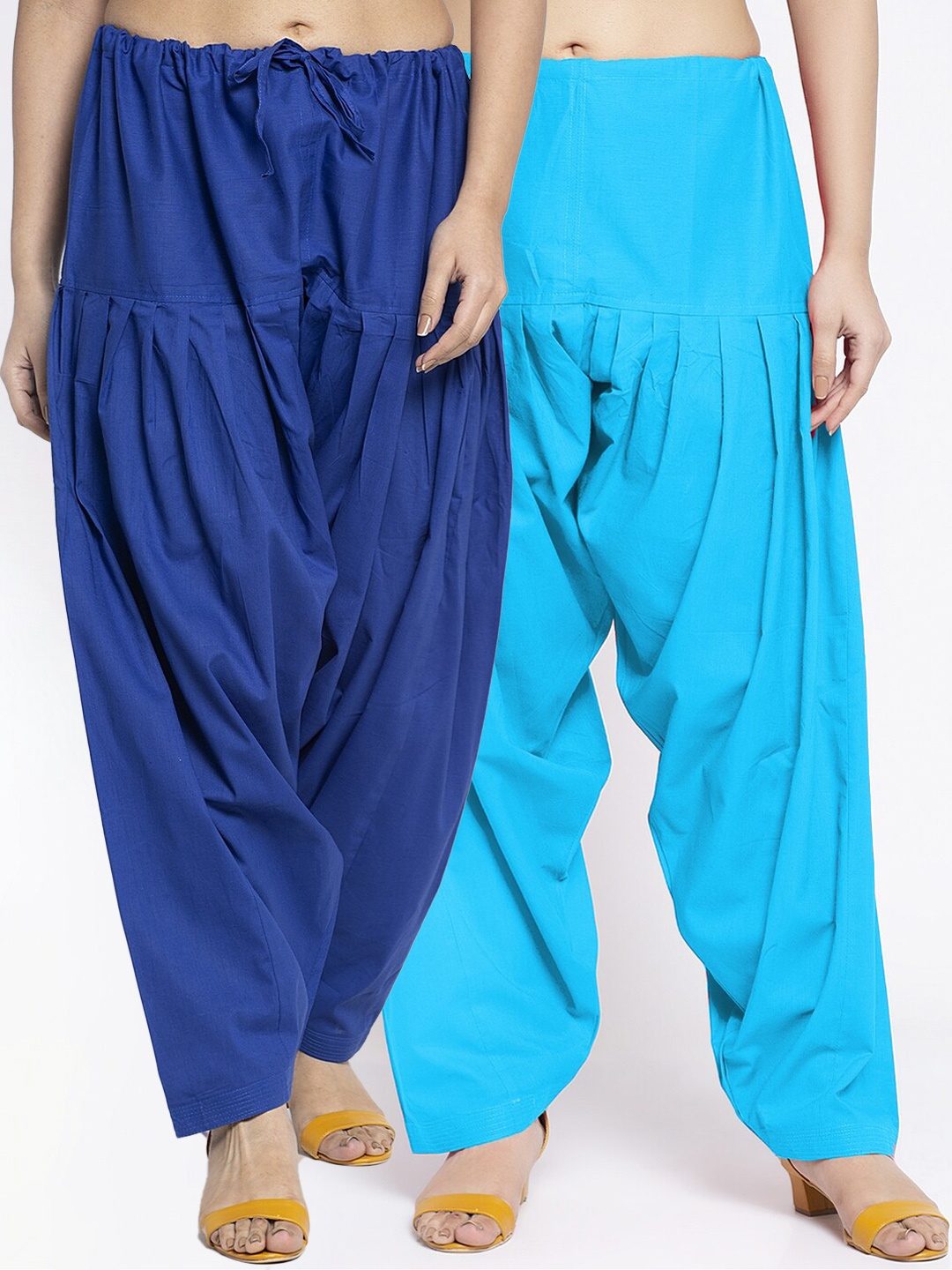 

Jinfo Women Pack Of 2 Solid Navy Blue & Blue Cotton Loose Fit Salwar