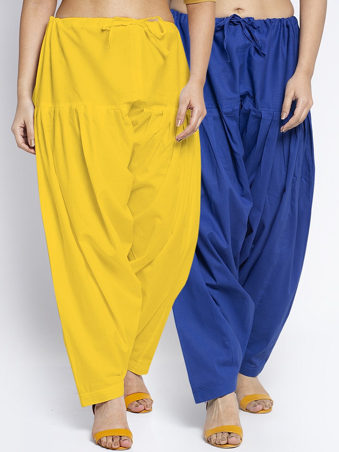 

Jinfo Women Pack Of 2 Solid Loose Fit Cotton Salwar, Blue