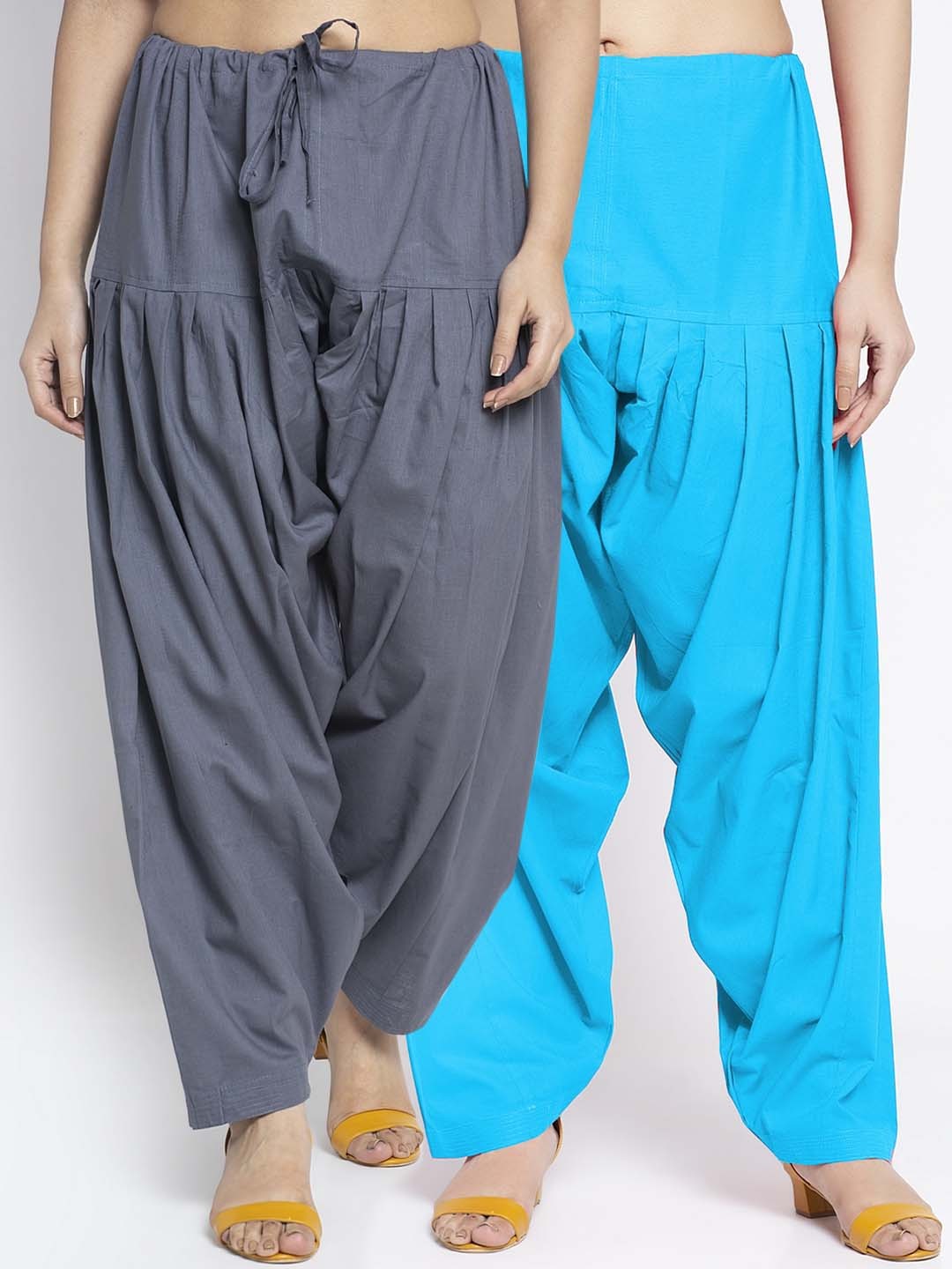 

Jinfo Women Pack Of 2 Solid Pure Cotton Salwar, Grey