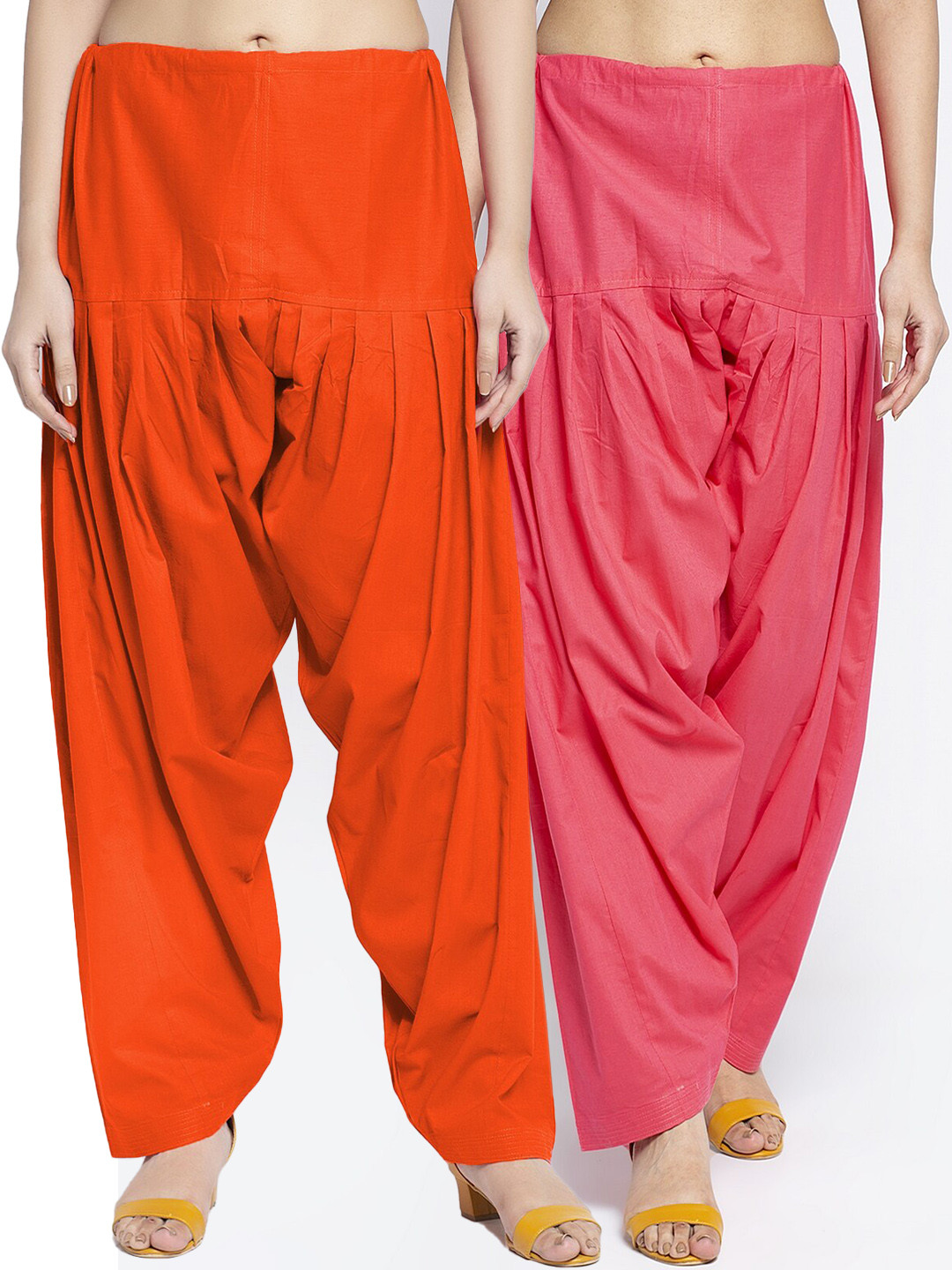 

Jinfo Women Pack Of 2 Solid Pure Cotton Salwar, Orange